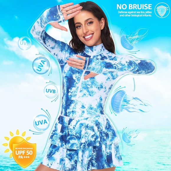 🔴 Rash Guard Long Sleeve Swimsuit - Picture 4 of 6